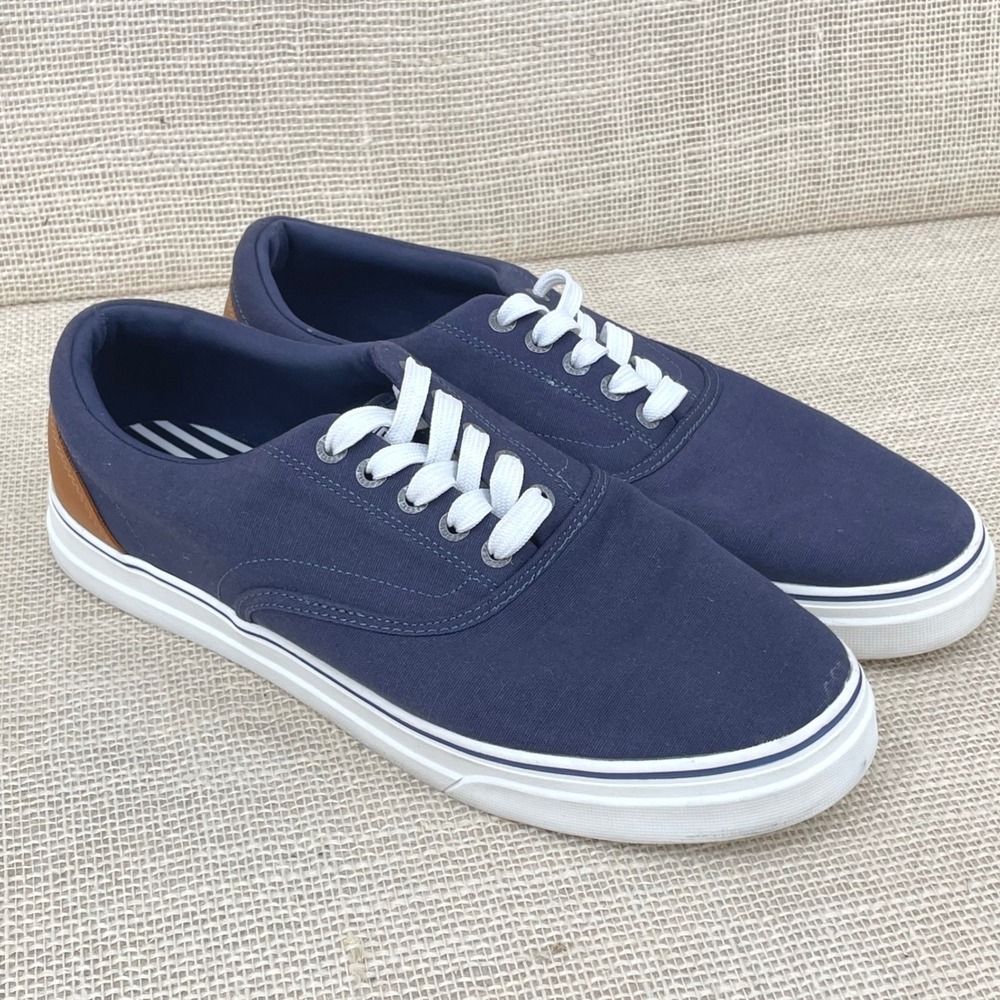 Chaps Mens Navy Blue Canvas Low Top Sneakers Memory Foam Size 11 Nautical Casual